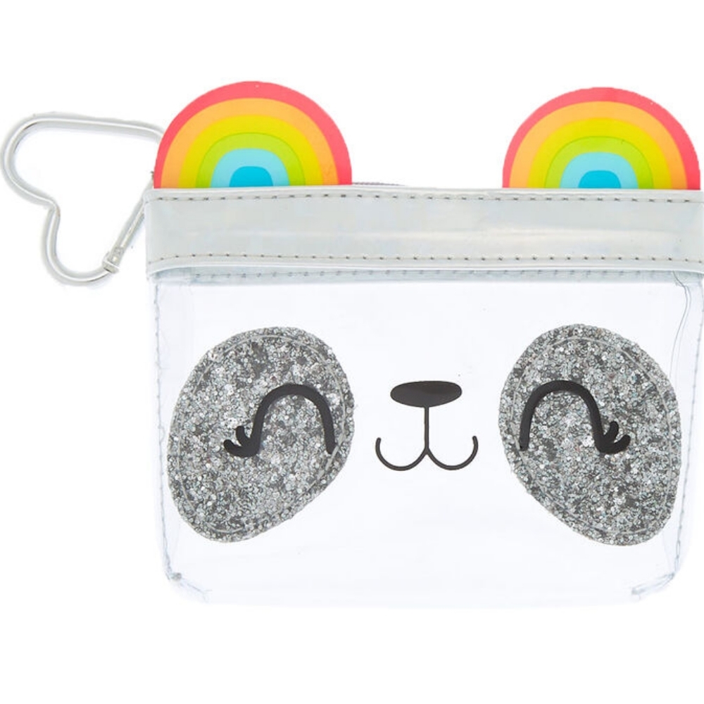 Panda rainbow holographic coin money pouch case